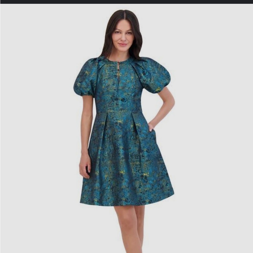 Vince Camuto Teal and Gold Dress